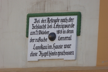 Gedenktafel für den Beschuss Lanskoys am Markt in Weißenfels