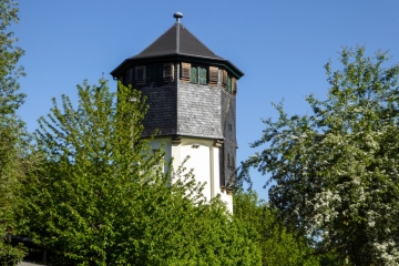 Wasserturm am Bahnhof in Nebra (Unstrut) in der Verbandsgemeinde Unstruttal im Burgenlandkreis